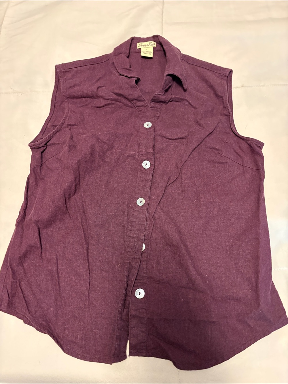 Sleeveless Button-Front Tank Top in Plum by Kingston